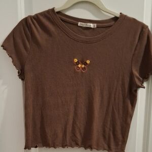 Heart Hips Brown Kids Tee with Butterfly Design